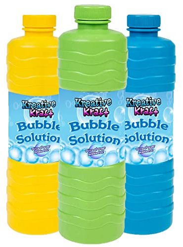 KreativeKraft Liquide Bulles de Savon Enfant Multipack Bouteille 1 Litre de Produit à Bulle pour Pistolet à Bulle Appareil et Machine à Bulle Enfant Flacon Savon Bulle Recharge (Lot de 3)