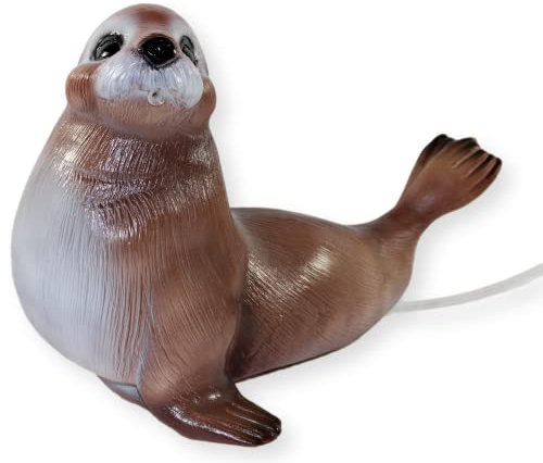 Deko Garten Figur Dekofigur Gartenfigur Tierfigur Robbe als Wasserspeier (ohne Pumpe) aus Kunststoff Höhe 30 cm