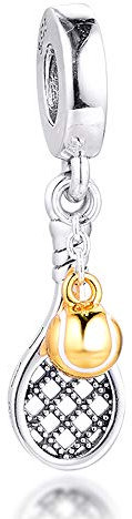 PANDOCCI 2020 Sommer Tennis Schläger & Ball Dangle 925 Silber DIY Passend für Original Pandora Armbänder Charme Modeschmuck