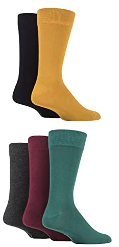 SockShop Men's Patterned Bright Colourful Natural Bamboo Socks Various Designs for Everyday Wear Size 7-11 Pack of 5 Royals Plain 7-11