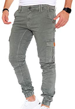Styleko Cargohose Herren Cargohose aus Baumwolle Outdoorhose männer verwaschen Cargohose Chino Hose Sporthose Freizeithose Jogging treckking Casual Hose |6 Taschen 8001 (Olive- Guertel, 31)