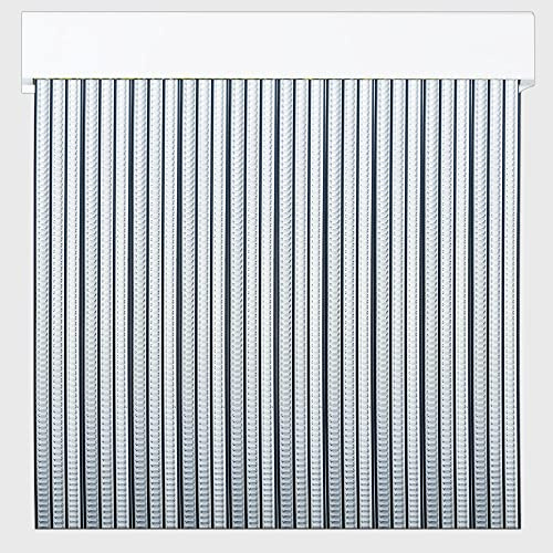Tenda spaghetti anti insetti | Tenda a fili di plastica in PVC ed asta in alluminio | Perfetta per porte esterne ed interne | Trasparente-Nero | 210 * 90