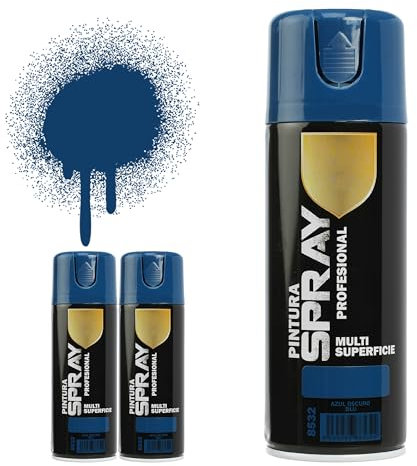 H HANSEL HOME Pintura Spray Azul Oscuro 400 Ml - Pack de 3 Unidades