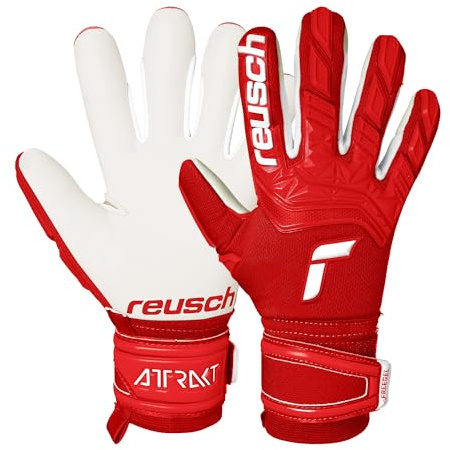 Reusch Torwarthandschuhe Herren Erwachsene | starker Grip | atmungsaktiv | robuste Performance & perfekte Passform, für Training & Spiel, Kunstrasen & Naturrasen, Größe 7-12, Attrakt Freegel Silver