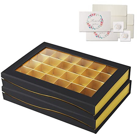 Weihnachten Black Leere Schokoladen-Geschenkboxen, magnetische Dessert-Geschenkboxen mit klarem Umschlag für Schaufenster, für Süßigkeiten, Gebäck, Kekse-Party, Festivals, Hochzeit（2er-Pack)）