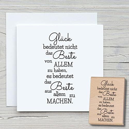 NEWSTAMPS Stempel Glück bedeutet nicht Motivstempel groß aus Holz & Gummi zum Karten basteln, Holzstempel, Sprüche, Spruchstempel, Textstempel, Schrift, Scrapbook, Textilstempel, Deko