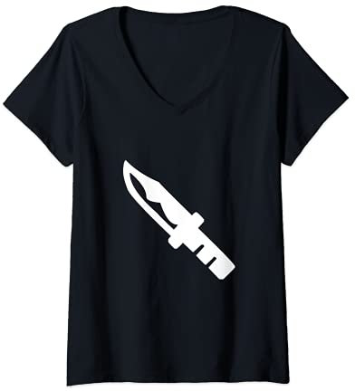 Damen Dolchmesser Halloween Slasher Film Fan T-Shirt mit V-Ausschnitt