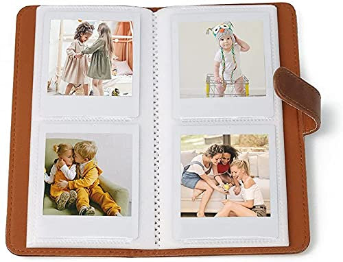 Mini album photo pour Fujifilm Instax Square SQ6, 80 pochettes en cuir synthétique de qualité supérieure pour appareil photo Instax Square SQ1/SQ10/SQ20/SQ6 et imprimante Polaroid SHARE SP-3 - Marron