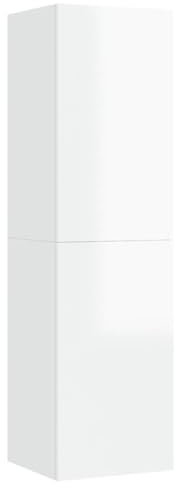 vidaXL Meuble TV Armoire Murale Armoire Suspendue Meuble de Rangement Salon Salle de Séjour Maison Intérieur Blanc Brillant 30,5x30x110 cm Aggloméré