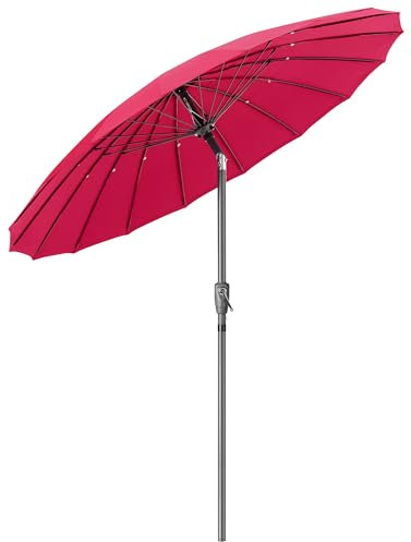 Shanghai Parasol Garden Umbrella Adjustable Tilting Sun Shade with UV Protection and Crank 2m (Raspberry)
