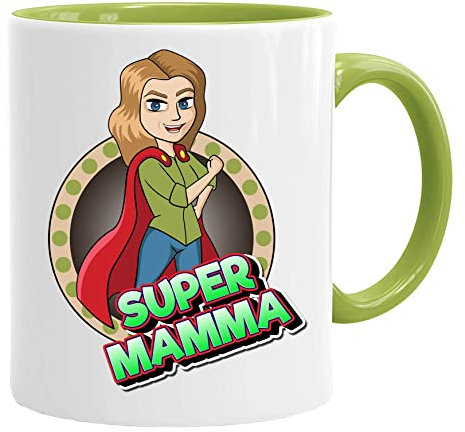 Super Mamma Tasse/Becher/Mug - Super Mamma - Schöne und lustige Kaffeetasse als Geschenkidee für Vatertagsgeschenk. Keramik 350 ml - Geschenkidee Geschenk