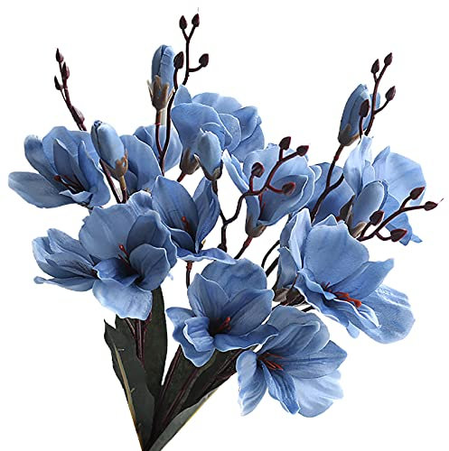 Bodhi2000 Künstliche Gladiolen, künstliche Seidenblumen, 43 cm, künstliche lange Stielblumen für Zuhause, Wohnzimmer, Garten, Büro, Dekoration, Blau