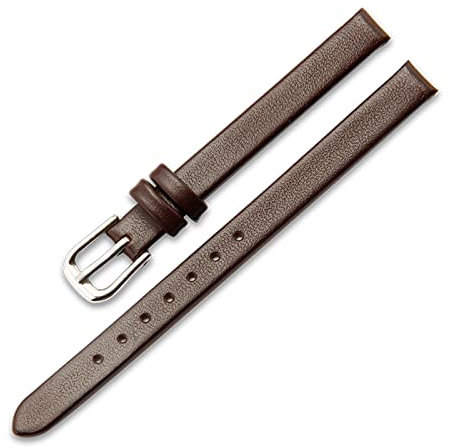 Uhrenarmband aus Leder für Damen, 6mm, 8mm, 10mm, 12mm, Ersatzarmband für kleine Uhren, Braun, 6mm