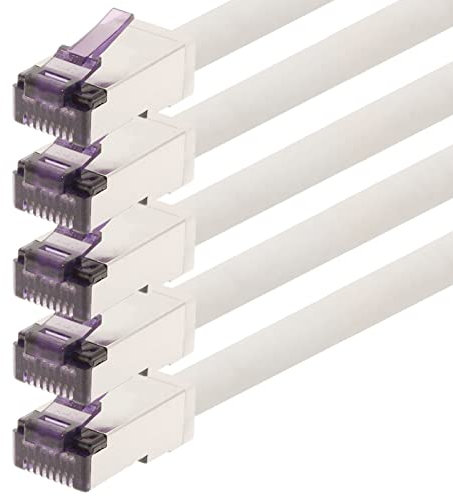 1aTTack.de - 0.25m - CAT6a Superflex Ethernet Gigabit LAN network cable RJ45 CAT6 A patch cable 10000 Mbit s SFTP PIMF 500 MHz compatible with CAT6 CAT5 - white - 5 pieces