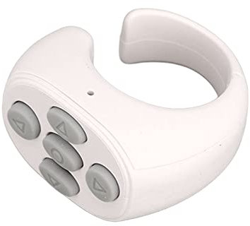 ASHATA Bluetooth-Fernbedienung Page Turner, Wireless Scrolling Control Page Turner Wiederaufladbar mit Ring-Design und Ladekoffer Für 15.0 Android 8.0 oder Höher(Weiß)