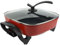 Ejoyous Electric Frying Pan Multicooker, 1360W Square Non-Stick Cast Aluminum Red Electric Skillet with Adjustable Thermostat, Anti-Scalding Handle, Easy Clean Coating for Fry Sauté Braise (5L)