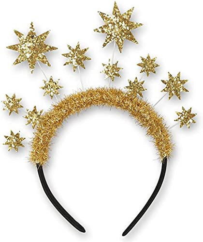 KarnevalsTeufel Haarreif Sterne Glitzer Gold Weihnachten Engel Glimmer Haarschmuck Silvester Karneval