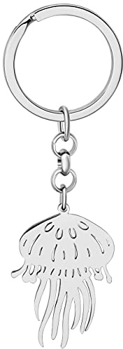 BAMAY Edelstahl Quallen Schlüsselanhänger Schlüsselanbund Ozean Leben Schmuck Geschenke für Damen Mädchen Tasche Charms