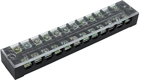 Klemmleiste, Barrier Wire Block Klemmleiste 2 Stück Reines Kupfer Verdickte Kontaktteile Großer Strom 600V 35A mit Transparenter Abdeckung für die Stromverteilung (12 Stellen (3512))