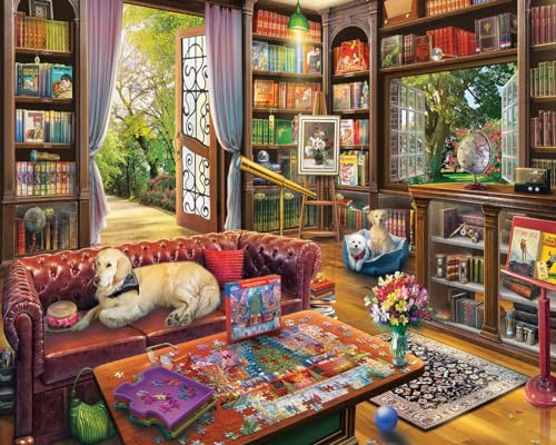 White Mountain 1000 Piece Jigsaw Puzzle Cozy Book Lover Puzzles with Large Pieces for Adults and Family 24x30 - Puzzle Library