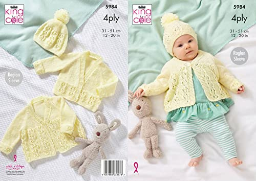 Matinee Jacket, Cardigan and Hat in King Cole Cherished 4 Ply (5984)