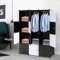 LEADZM Regalsystem, 12 Würfel, Kunststoff-Kleiderschrank mit Türen, Modulares Schranksystem zur platzsparenden Aufbewahrung, 105 x 45 x 140 cm, Schwarz-Weiß Tür