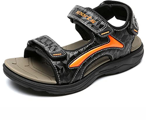HSNA Sandales Bout Ouvert Garçon Sandales de Marche Été Chaussures de Plage Enfants(Marron et orange 36 EU)