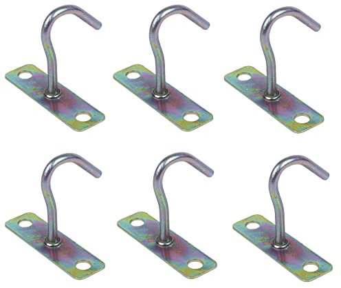 Duendhd 6 x Lüfterbefestigung, Metall, J-förmig, Deckenhalterung, Hakenaufhänger 80 mm Höhe