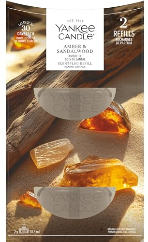 Yankee Candle Scent Plug Refill | Amber & Sandalwood | for Small to Medium Spaces | Long-Lasting Fragrance