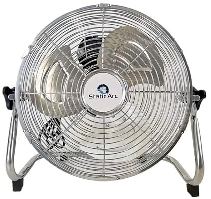 Static Arc 100W METAL CHROME FLOOR FAN 18 AIR COOLING STAND 3 SPEED GYM WORKSHOP 18in