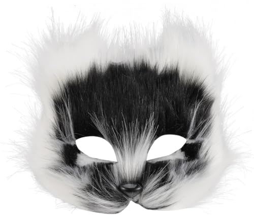 SAFIGLE Masque Renard Demi Visage En Fourrure Et Plastique Accessoire Cosplay Pour Carnaval Halloween Et SoiréEs DéGuiséEs 7.5X7.5X3.5 Pouces