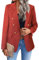 Mina Self 2024 Herbst-Tweed-Blazer-Jacke für Damen, modisch, lässig, offene Vorderseite, Business, elegant, Arbeitsanzug, obere Tasche, 3-Tweed/Rot, L/XL