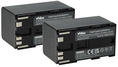 vhbw 2x batteria compatibile con Canon EOS C100, C500, C500 PL, C300, C300 PL videocamera camcorder (4400mAh, 7,4V, Li-Ion)