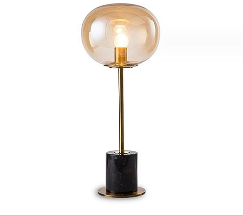 SXYSXYSXY Glas Tischlampe Vintage Marmor Nachttischlampe Amerikanischen Minimalismus Dekorative Tischleuchte Schlafzimmer Wohnzimmer Mit Glasschirm E27*1 für Hotel 25 * 50cm