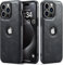 Sibada Leather Case for iPhone 15 Pro Max Mobile Phone Cases Logo Visible Premium Leather Classic Luxury Elegant Thin iPhone 15promax Cover (2023) 6.7 Inch - Black