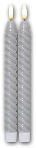 world-trading-net - 4 Stück LED Stabkerzen SWIRL, Höhe 25cm, Durchmesser 2,1cm, Timerfunktion, Farbe grau