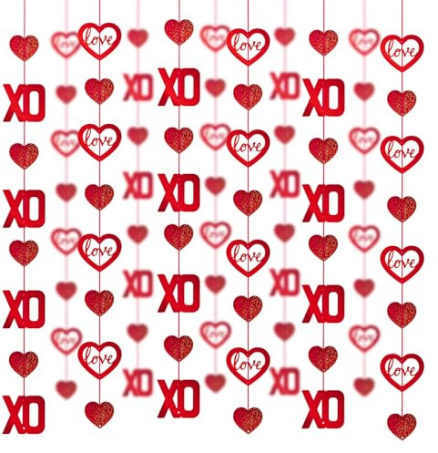 SHYOSUCCE Deko für Valentinstag, Herz Girlanden,Herzen Banner, Party-Dekoration für Valentinstag, Hochzeit, Verlobung, Geburtstag, Jubiläumsfeier und Abschlussfeier