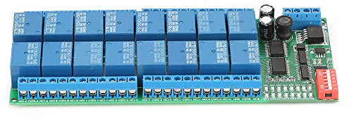 Ouitble Relaismodul DC 12V, 16 Kanal MODBUS RTU RS485 Relaismodulplatine, SPS Controller, Relaismodul Serieller Port-Schalter Für SPS-Motor, Elektrische Komponenten