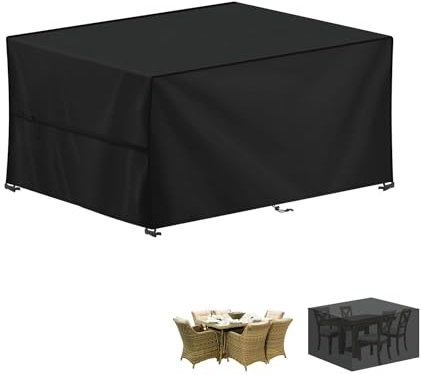 LAMUNI Housse Table de Jardin, 140x70x70cm Bâche Salon de Jardin Rectangulaire Housse Protection Salon de Jardin Imperméable Bache Table de Jardin, Anti-UV, 420D Oxford Housse Table Exterieur