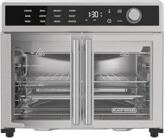 BLACK+DECKER Crisp 'N Bake Air Freyer Combo tostador, horno de convección de encimera 12 en 1 cocina comida rápidamente, se adapta a una pizza entera o 6 rebanadas tostadas, puertas francesas con