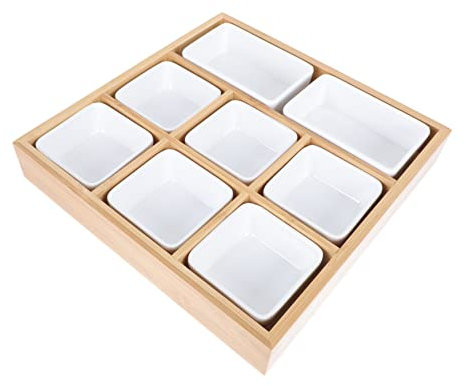 HAHIKES 1 Set Dessert Saucers Sushi Dipping Nuts Multi-Grid for Dishes Pot Pastry of Hot Wooden Divided Tableware Seven Section Restaurant Bowls Kitchen Compartment Container Plate