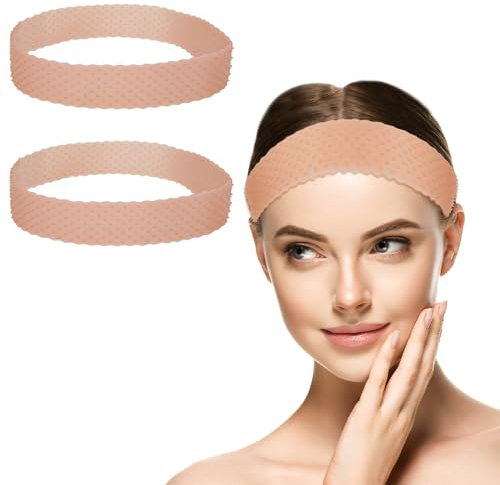 2 Silikon-Perückengriff-Stirnband, Perückengriff-Haarbänder, Perückenband, um die Perücke an Ort und Stelle zu halten, verstellbares, transparentes Perückenband für Damen und Herren (Dunkelbraun)