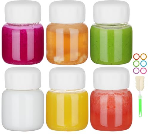 STARESIDE - Piccola bottiglia d'acqua in vetro da 283,5 ml, confezione da 6 bottiglie riutilizzabili per succhi di frutta, con coperchio, carine bottiglie per latte da 300 ml, per succhi di frutta