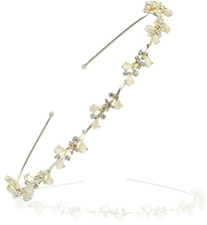 Yamobi 1 Stück Braut Haarschmuck Gold Diadem Mädchen Stirnband Kronen - Feen Kopfschmuck, Brautschmuck Gold, Kopfschmuck Kommunion Mädchen Haarschmuck Damen
