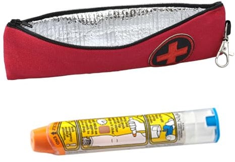 Rainbowstar EpiPen Medizinische Tragetasche - Isoliert, Klein, Dünn - EpiPen-Etui Mit Clip für 1 Allergie-Medizin - Rot, 2 Stück
