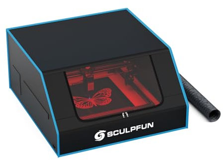 SCULPFUN B1 für S9 S10 S30 Laser Graviermaschinen Gehäuse Gehäuse mit Abluftventilator LED-Streifen, Augenschutz-Lasergehäuse, feuerfest, wasserdicht, rauch- und geruchsdicht, 680 x 765 x 380 mm