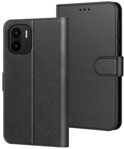 Coque pour Xiaomi Redmi A1 / Redmi A2, [Housse en Cuir PU Premium] [Etui à Rabat] [Pochette de Portefeuille] [Flip Case],Fermeture Magnétique, Étui de Protection pour Xiaomi Redmi A1 / Redmi A2,Noir