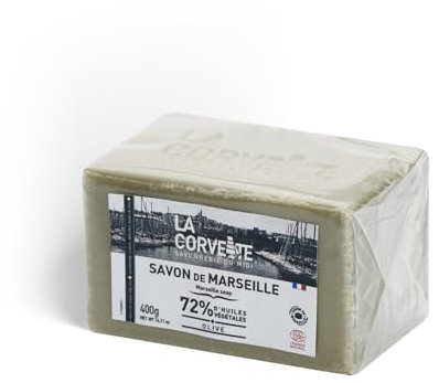 La Corvette - Cubo di Sapone di Marsiglia all’Olio d’Oliva - 400g - Ipoallergenico - Multiuso - Certificato Ecocert