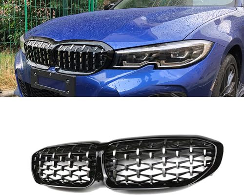 Uklal Auto ABS Front Kühlergrill, Für BMW 3 Series G20 G28 2020-2022 Doppelsteg Sport Front Nieren Kühlergrill Doppel Rippen Grill Auto-Kühlergrill-Zubehör