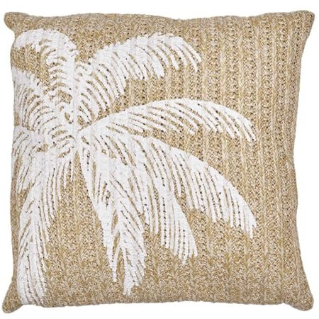 HOME DECO FACTORY, TX0294, Removable Palm Tree Cushion Cover 40x40cm - Elegant Tropical Design, Optimal Comfort, Washable Cover, Ideal for Living Room or Bedroom - Brown and White